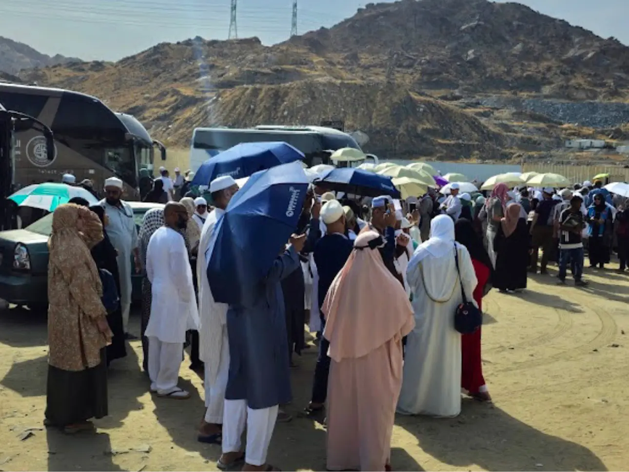 Ziyarah tour group at a historical site near Madinah