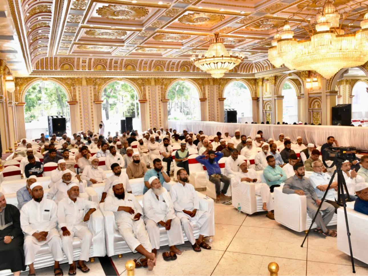Private Hajj group gathered with their guide